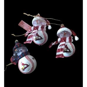 Lot‎ Of 3 Arizona Cardinals Christmas 3” Ornament Football Acrylic Snowman
